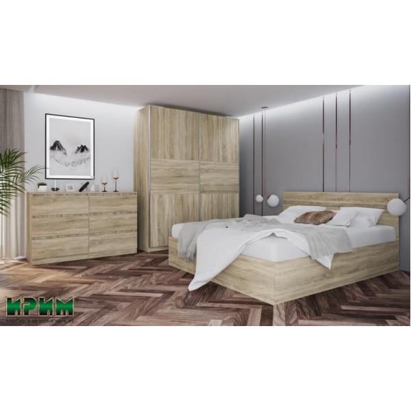 Спален комплект Сити 7083 сонома тъмна - легло за матрак 180x200 см