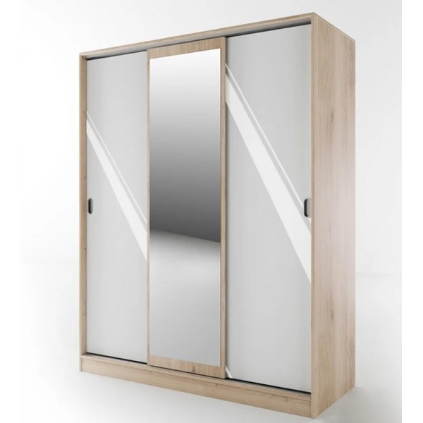 Гардероб с плъзгащи врати Сити 1006 бяло гланц/ сонома