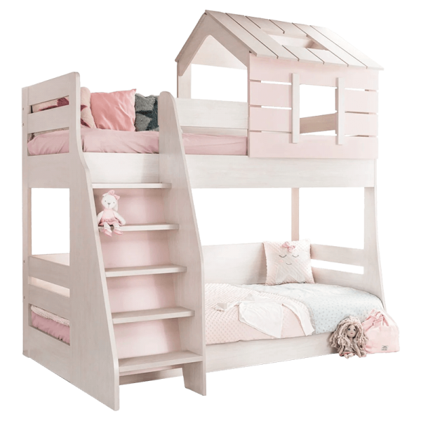 Двуетажно детско легло PINK HOUSE /ляво/