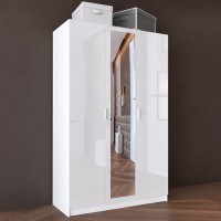 Трикрилен гардероб City 1026 бял гланц