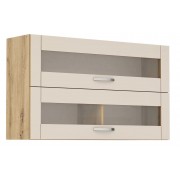 ЛОРЕН G 39 кашмир мат - горен кухненски шкаф с 2 клапващи витрини Ш1200