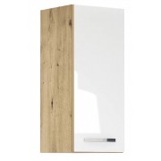 ЛОРЕН G 23 - горен кухненски шкаф с 1 врата Ш300 бял гланц/ дъб артизан