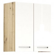 ЛОРЕН G 17 - шкаф за вграден аспиратор с две врати 600/320/660h бял гланц/ дъб артизан