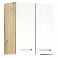 ЛОРЕН G 17 - шкаф за вграден аспиратор с две врати 600/320/660h бял гланц/ дъб артизан