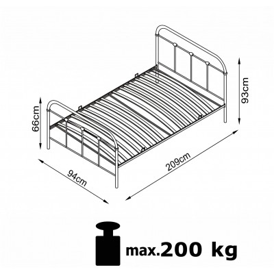 Метално легло Linda 90 x 200