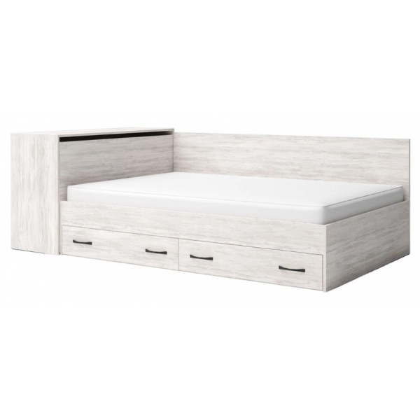 Легло Анди 120/190 с ракла и две чекмеджета дъб бланко