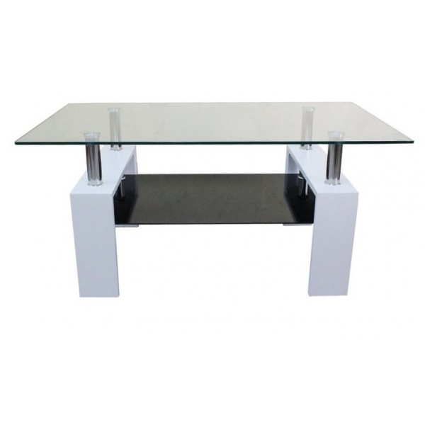 Холна маса MDF 605 100/60/60h бяла с черно долно стъкло
