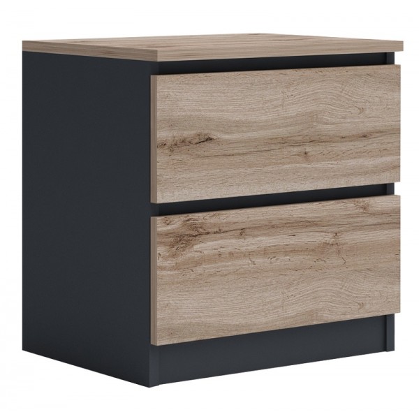 Нощно шкафче ЛЕО 2 дъб вотан/ антрацит