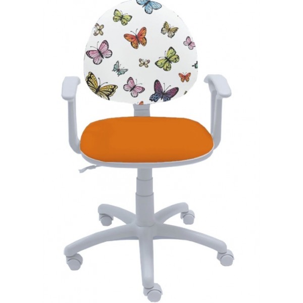 Детски офис стол Smart White Butterfly