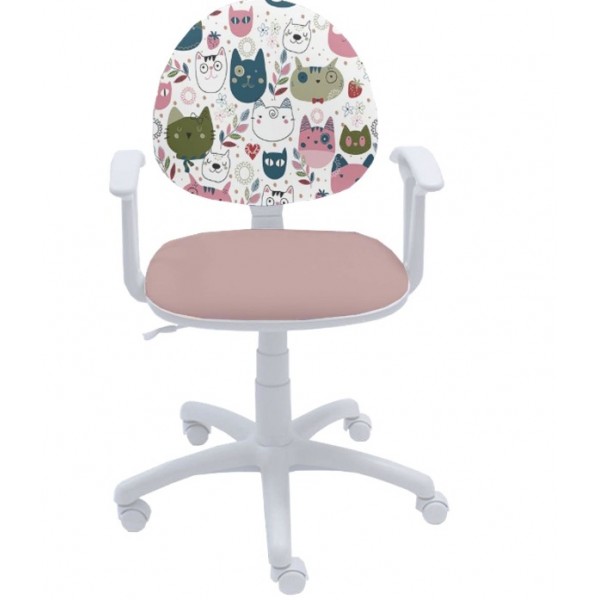 Детски офис стол Smart White Cats
