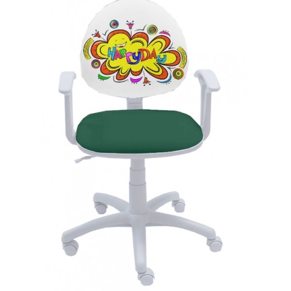 Детски офис стол Smart White Happy Day